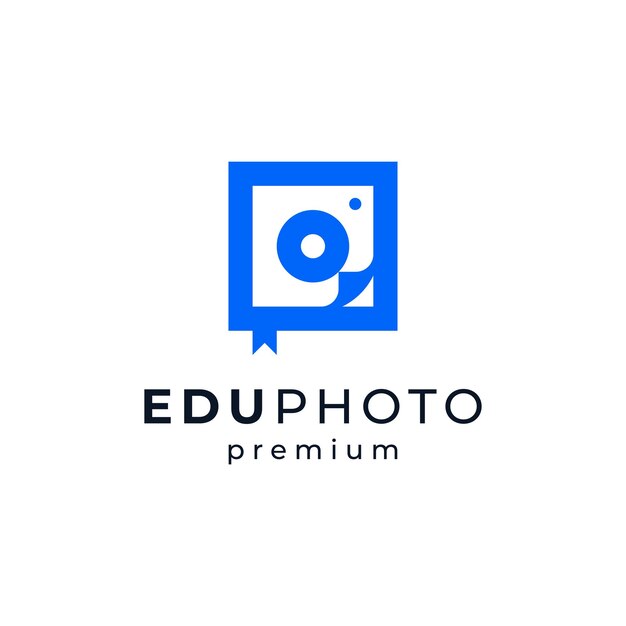 modern and simple photography education logo design with camera and book logo design