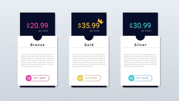 Vector modern and simple pricing table colorfull design, for web and mobile applicaion.