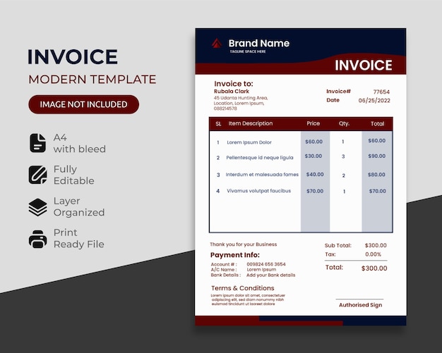 Modern simple professional invoice