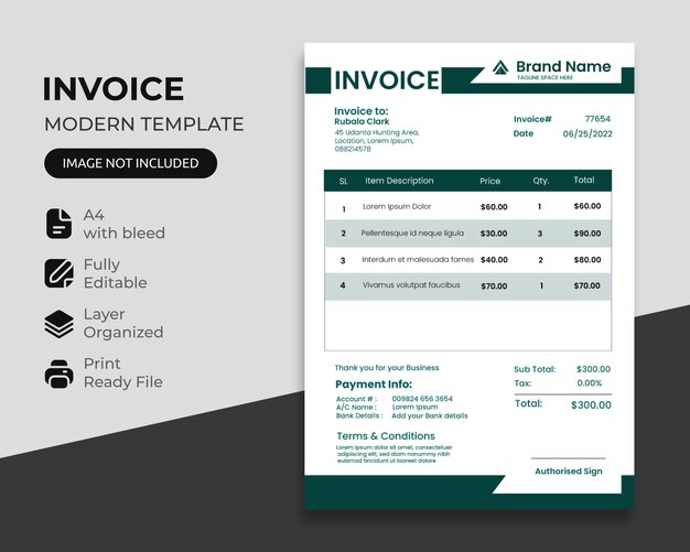 Modern simple professional invoice