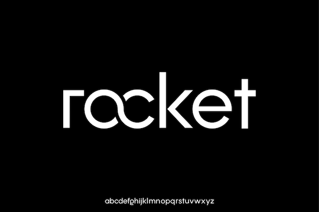 Vector modern simple sans serif alphabet display font vector with ligature rocket typeface