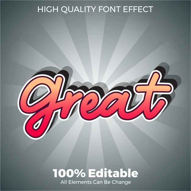 Vector modern simple script text style editable font effect