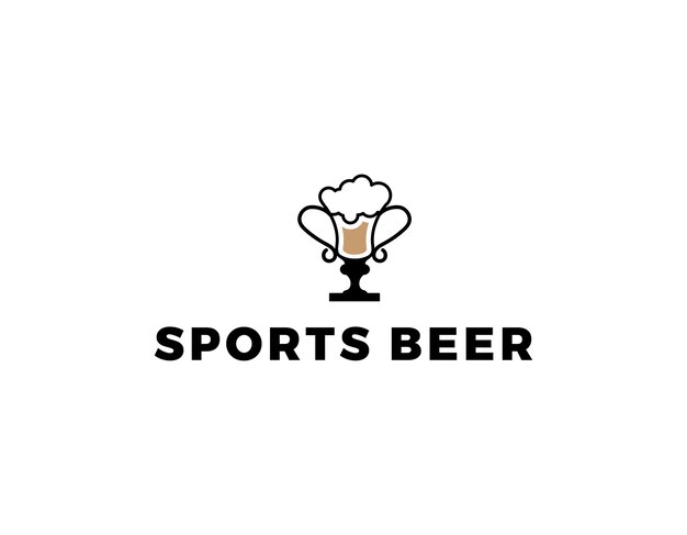 Vettore moderno modello di design del logo della birra sportiva semplice