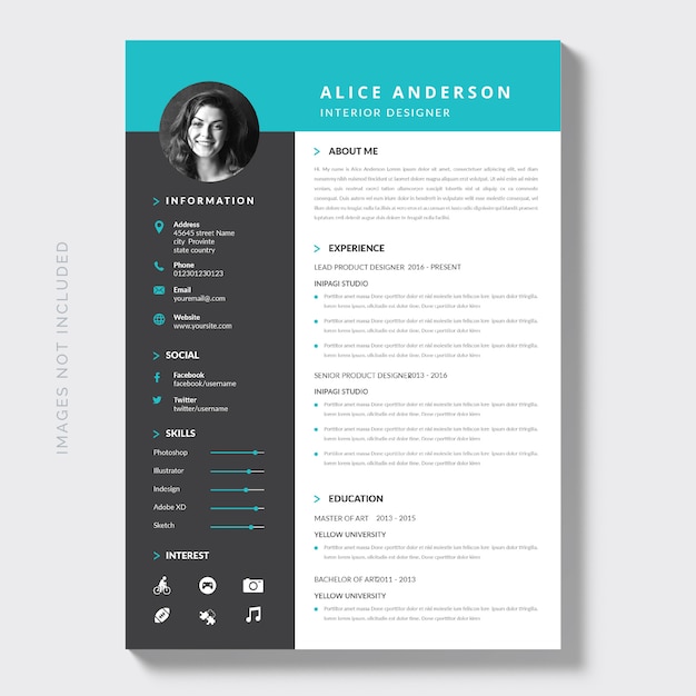 Modern simple template for curriculum,elegant resume template