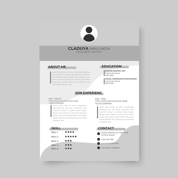 Modern simple template for curriculum or resume