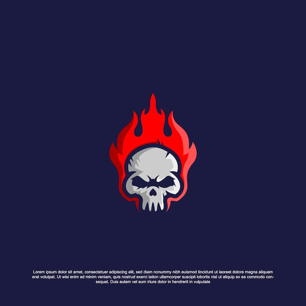 Modern skull with flame logo design