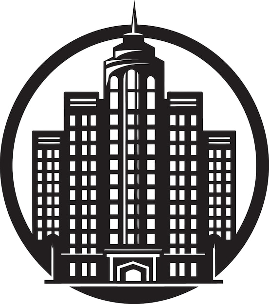 モダン・スカイライン・アパートメント・ビルのロゴ ブラック・ブラック・ロゴ マスターリー・アイコン・オブ・アーバン・リビング