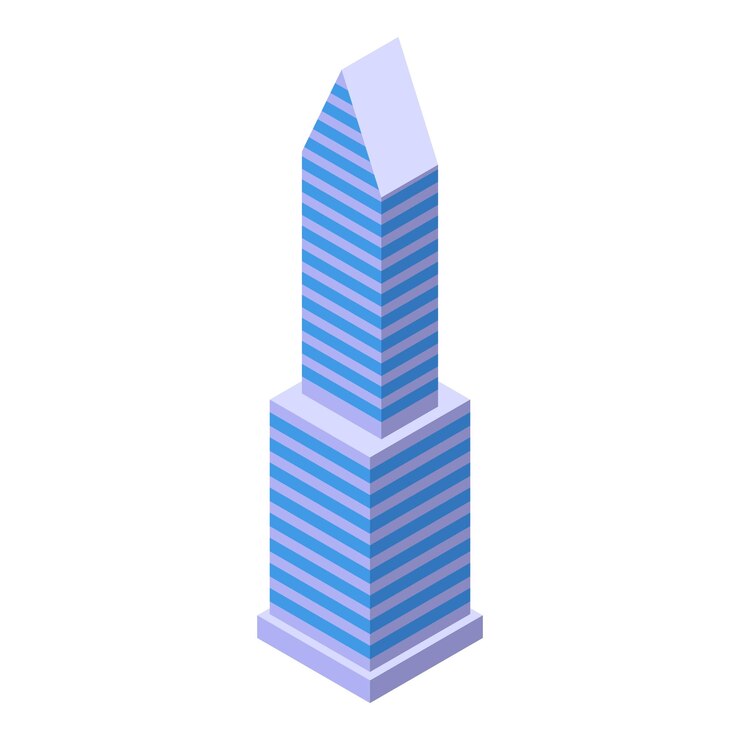Vector modern skyscraper building towering over city skyline