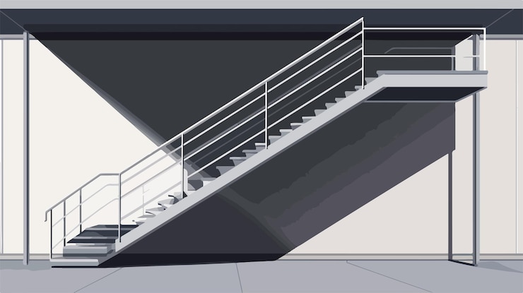 Vector modern and sleek metal stairs for interior design in vector flat style