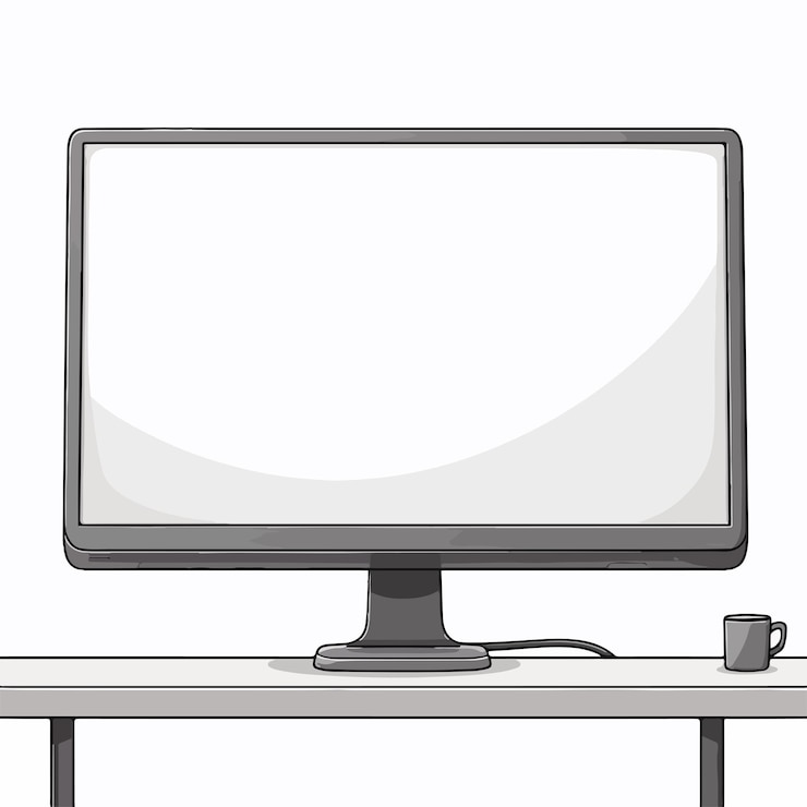 Vector modern and sleek monitor line vector illustration isolated on white background
