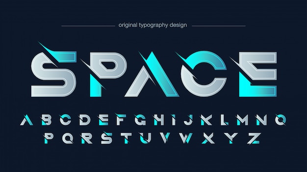 Vector modern sliced neon blue futuristic typography