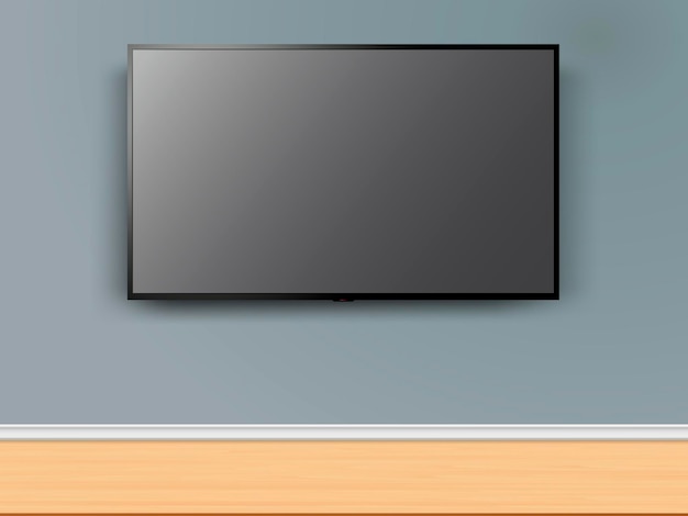 Vector modern smart led tv on wall