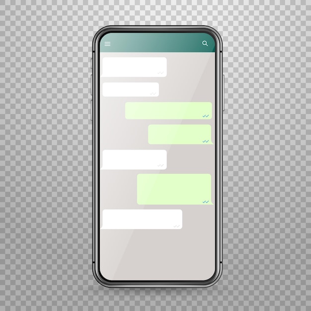 Vector modern smartphone vector mockup with messenger application template discussion template