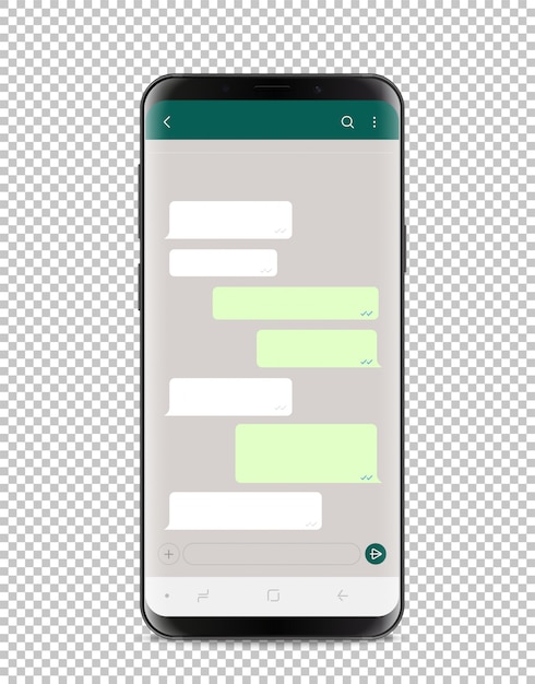 Vettore smartphone moderno con interfaccia di chat vuota.