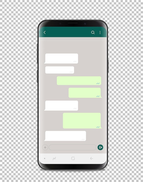 Modern smartphone with blank chat interface