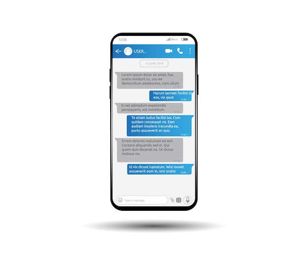 メッセンジャーアプリウィンドウを備えた最新のスマートフォンソーシャルネットワークの概念を送信するsmsメッセージのチャットとメッセージングチャットボックス