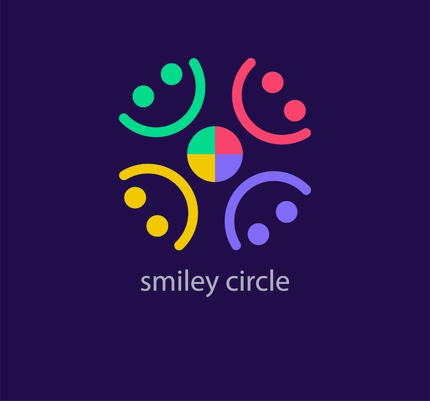 Logo smiley moderno transizioni di colore dal design unico faccia allegra vettore modello di logo felice