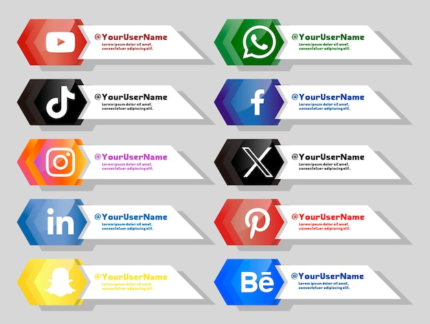 Vector modern social media icon banners collection