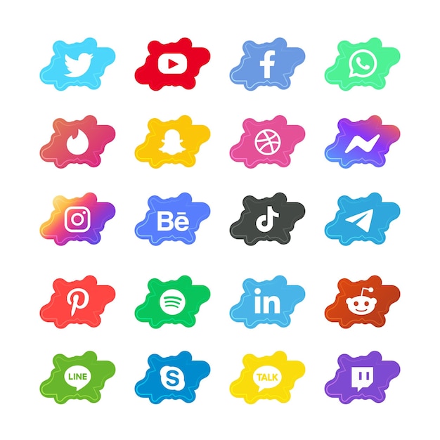 Modern social media icons collection logos design