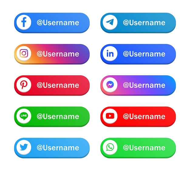 Modern social media icons logos or network platform banners facebook instagram icon button