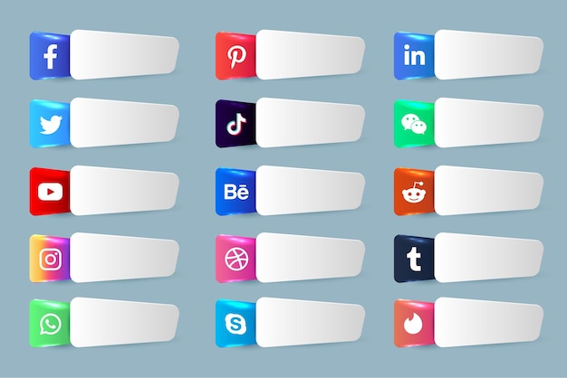 Современные иконки социальных сетей в нижней трети пакета
