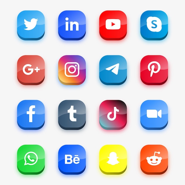 Modern social media icons or network platform logos