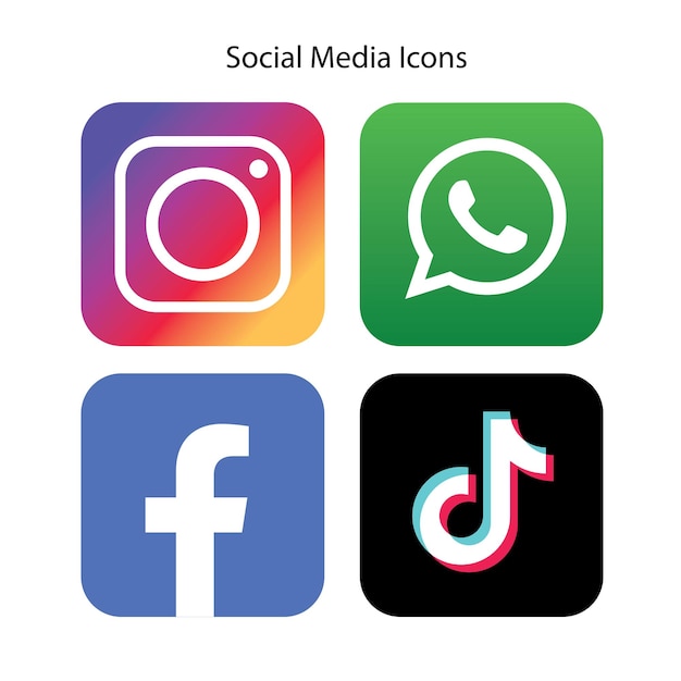 Modern social media logo collection facebook whatsapp tiktok instagram