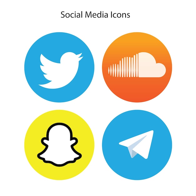 Vector modern social media logo collection twitter telegram snapchat