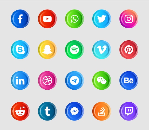 Vector modern social media logos and icons set