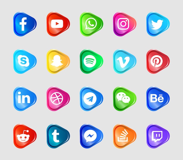 modern social media logos and icons set