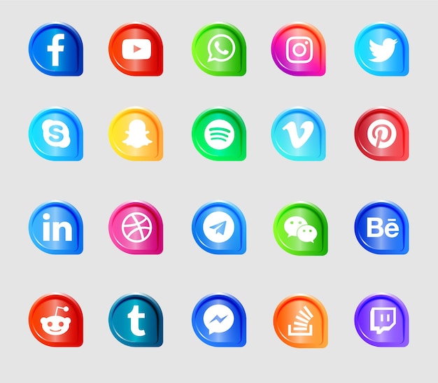 Modern social media logos and icons set