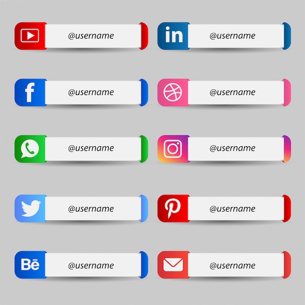 Terza raccolta inferiore di social media moderni