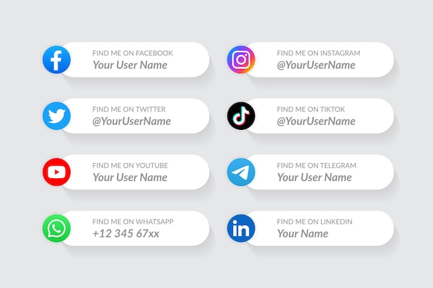 Modello moderno di raccolta di icone del terzo inferiore dei social media