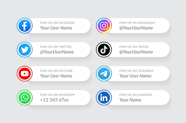 Modern social media lower third icons collection template