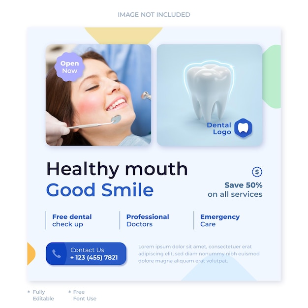 Vector modern social media post for dentists and clinics