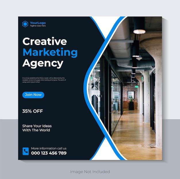 Современный шаблон поста в социальных сетях Агентство цифрового маркетинга дизайн баннера в социальных сетях Premium векторы