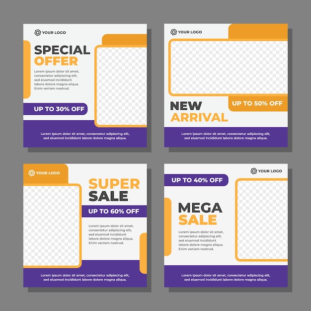 Modern social media post template vector set