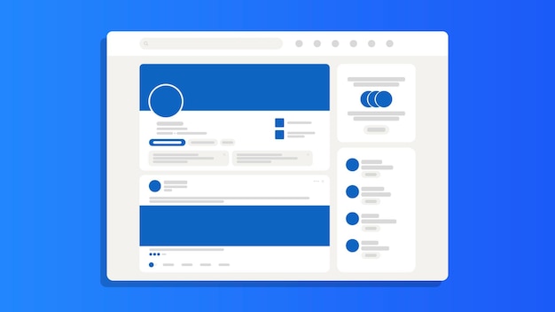 Vettore interfaccia moderna del profilo dei social media su sfondo blu