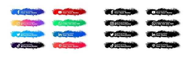 Vector modern social media with brush design pack