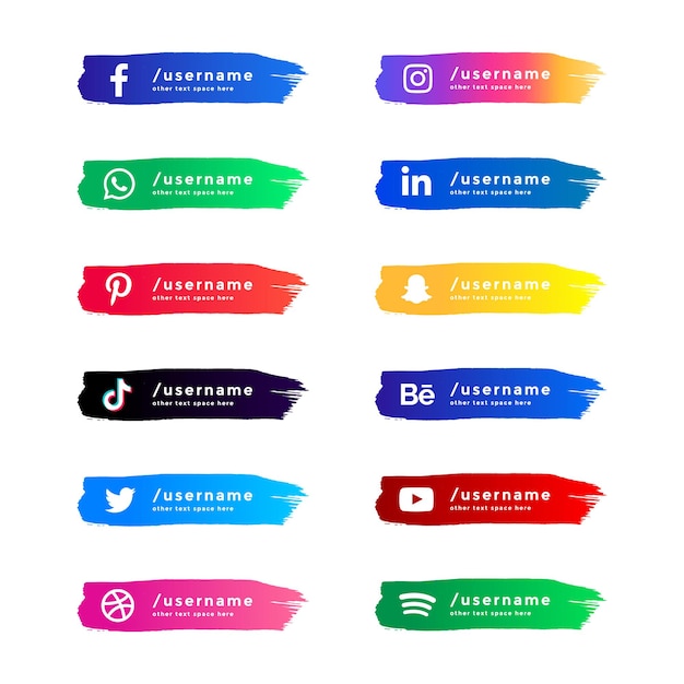 Modern social media with brush design pack