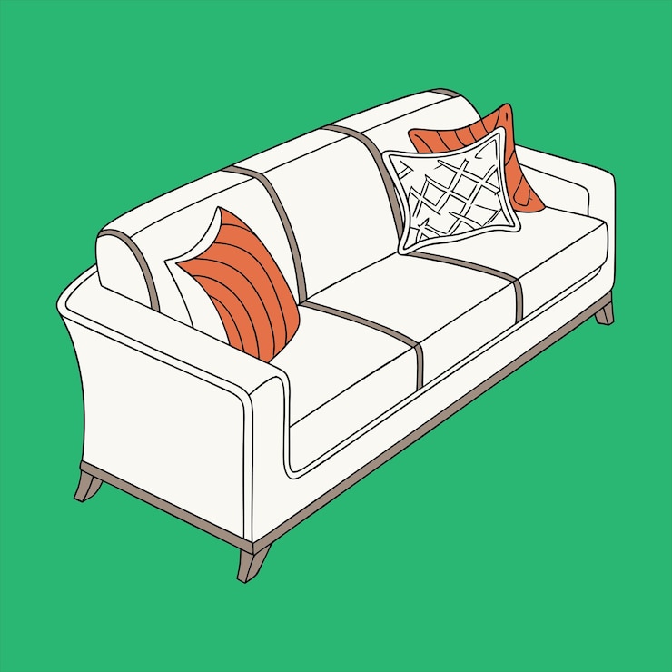 Vector modern sofa design vector art illustration