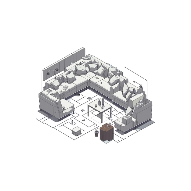 Modern sofa vector isometric view