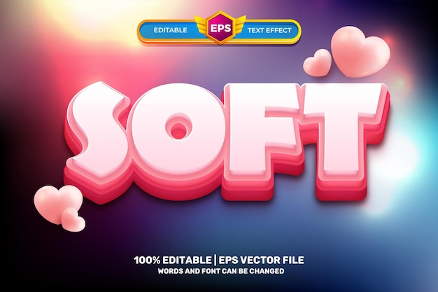 modern soft pink love bold 3d editable text effect style