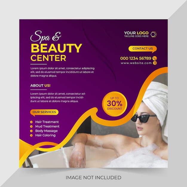 Modern spa beauty center social media post promotion square banner template