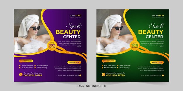 Modern spa beauty center social media post promotion square banner template