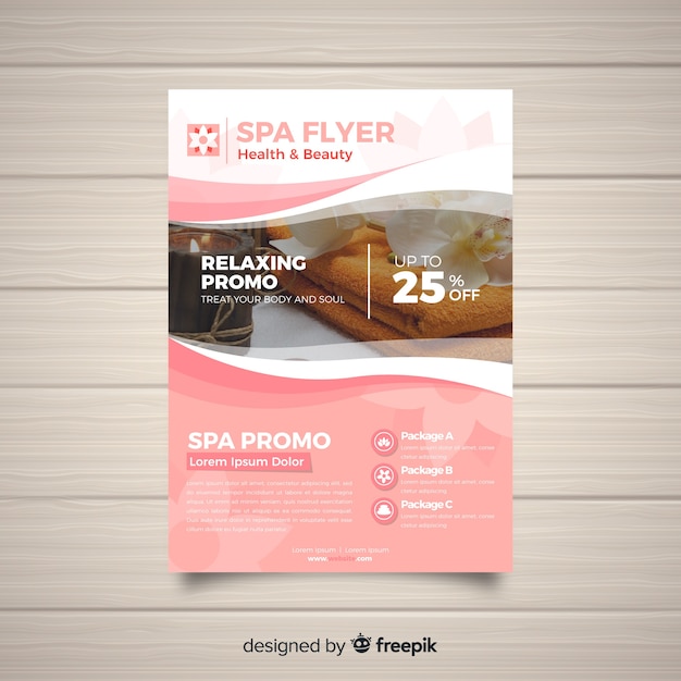 Modern spa flyer template with photo