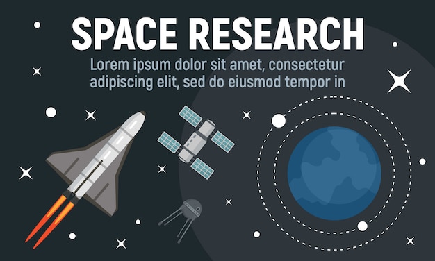 Modern space research banner, flat style