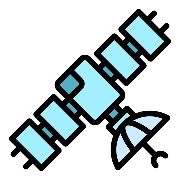 Vettore icona di satellite spaziale moderno contorno icona vettoriale di satellite spaziale moderno colore piatto isolato