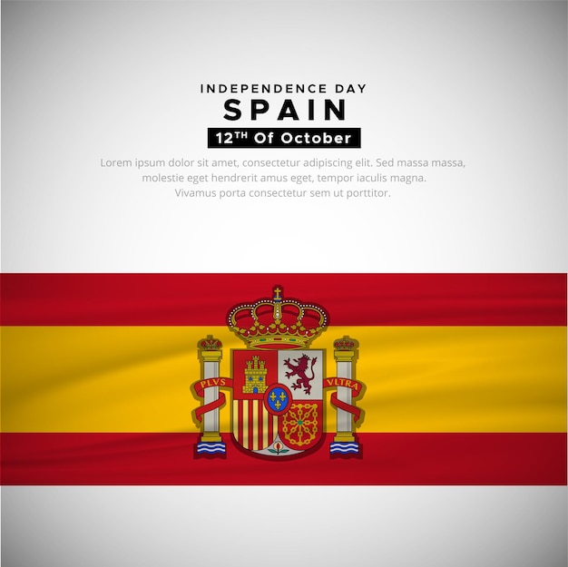 Vector modern spain independence day design with wavy flag vector