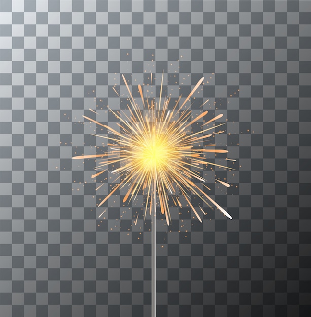 Modern sparkler on transparent background.